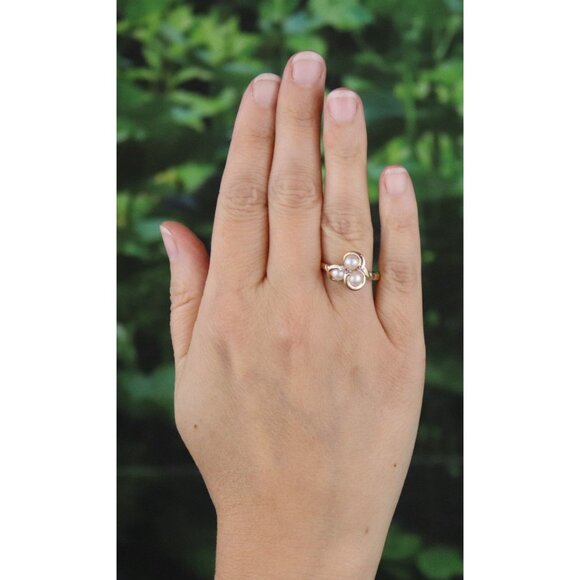 10k Yellow Gold Freshwater Pearl & Diamond Ring Size 7 - Picture 4 of 7